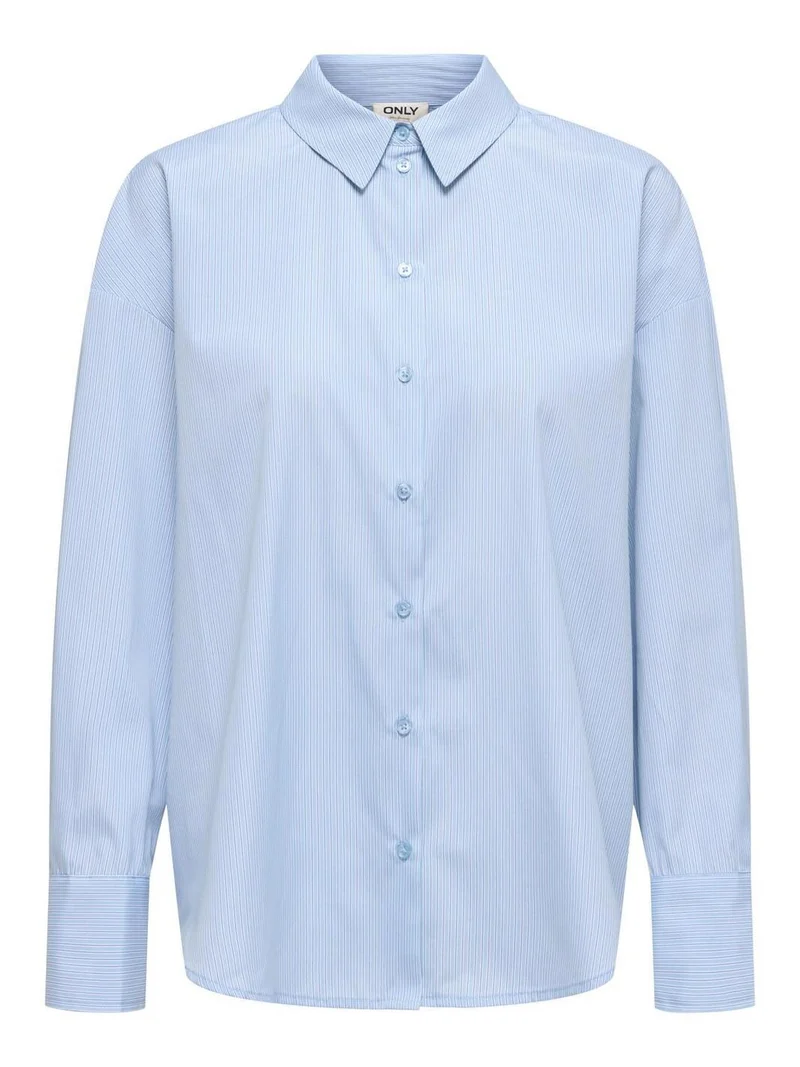 Only - Onlkiri Ls Shirt Ox - 4981574 Cloud Dancer W. Delicate Blue