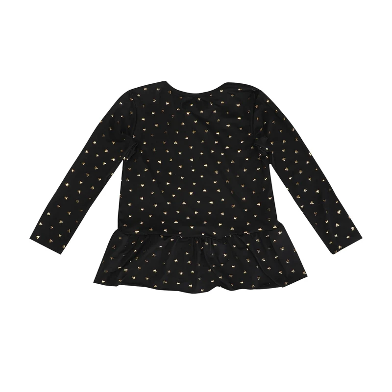 Liberte Ami - Alma-Ls-Frill-Tshirt (Kids) 9654 - Black Gold Heart