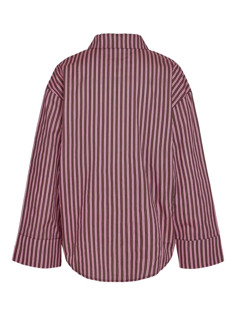 Noisy May - Nmfrida L/S Button Shirt Box - 5089197 Windsor Wine Begonia Pink/White