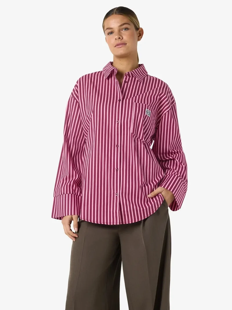 Noisy May - Nmfrida L/S Button Shirt Box - 5089193 Delicioso Begonia Pink