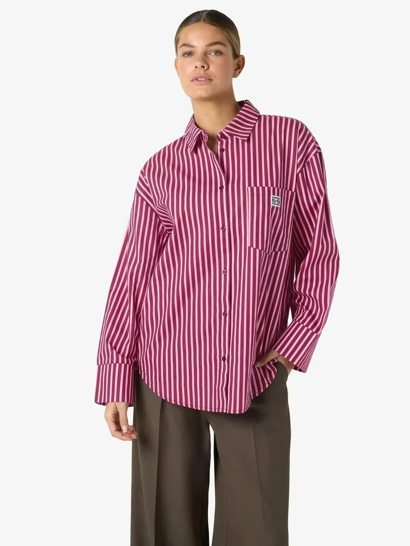 Noisy May - Nmfrida L/S Button Shirt Box - 5089193 Delicioso Begonia Pink