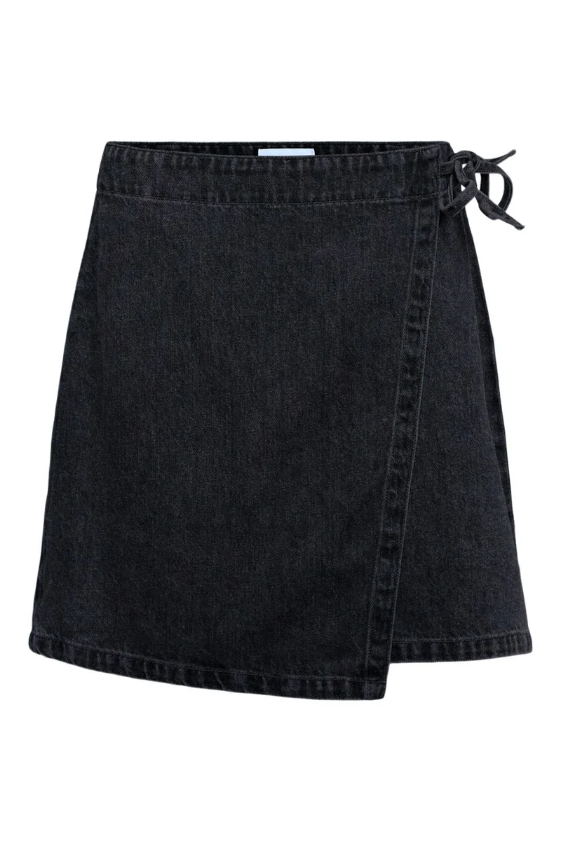 Object - Objrosie Denim Short Wrap Skirt - 5045877 Black Denim