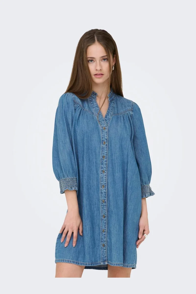 Only - Onlraya 3/4 Dress Akm - 4902960 Medium Blue Denim