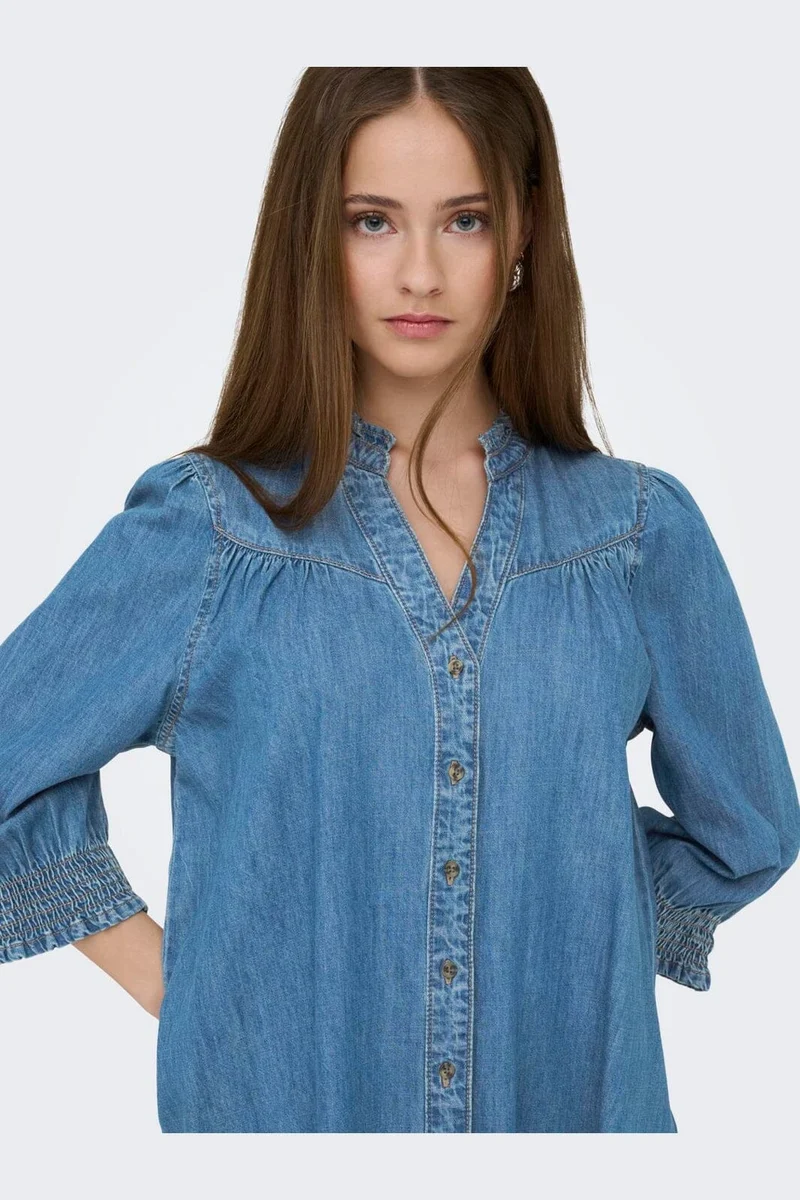 Only - Onlraya 3/4 Dress Akm - 4902960 Medium Blue Denim