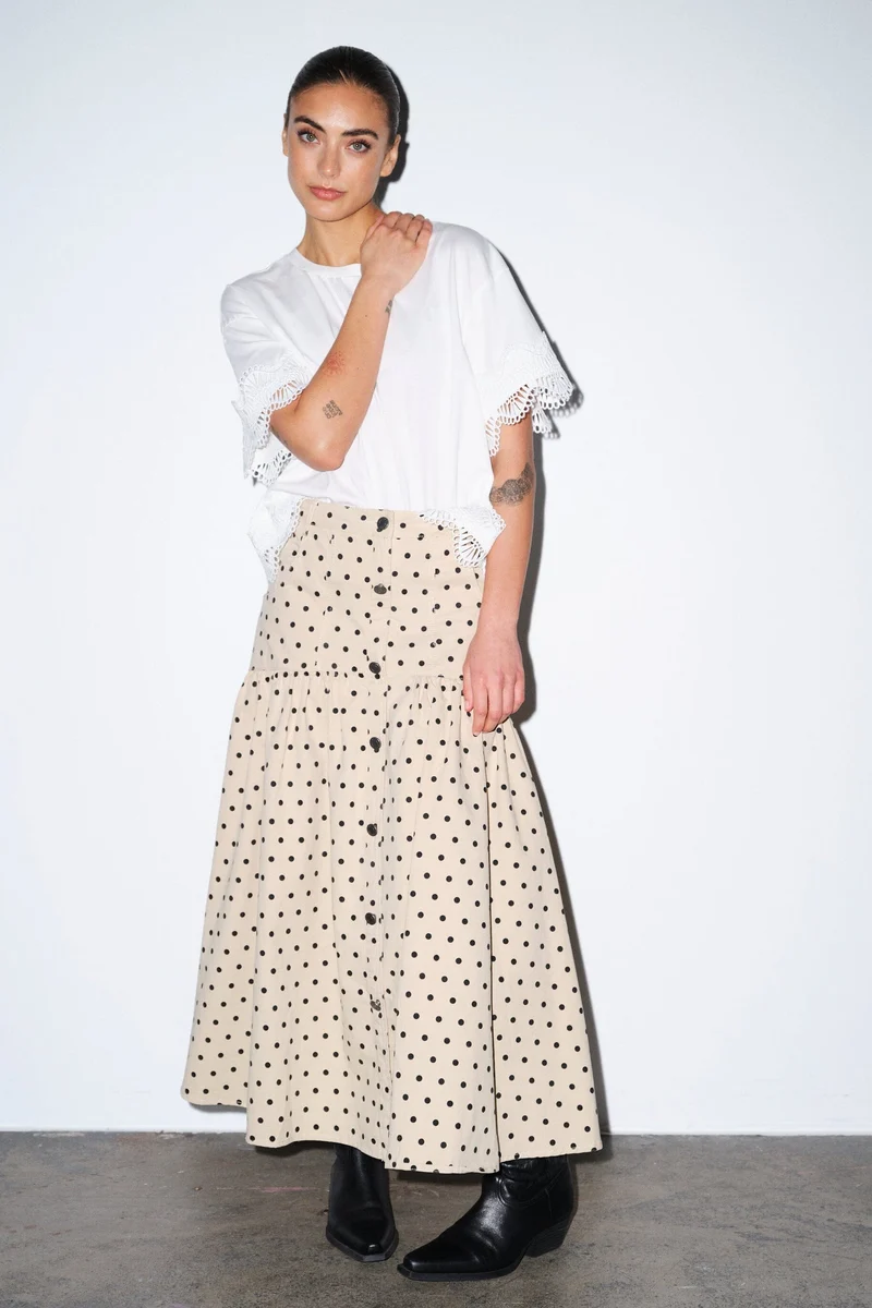 Gossia - Siljasgo Skirt G3009 - Sand Black Dots