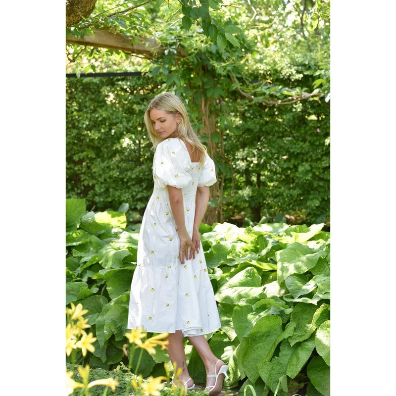 A-View - Cheri Fruit Dress AV8034 - 200 - White/Yellow