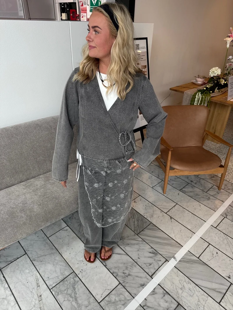 Pieces - Pcfenna Ls Denim Wrap Shirt Fsy - 4986827 Grey Denim