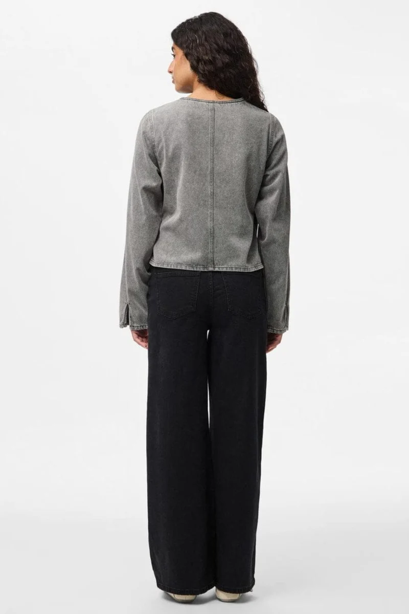 Pieces - Pcfenna Ls Denim Wrap Shirt Fsy - 4986827 Grey Denim