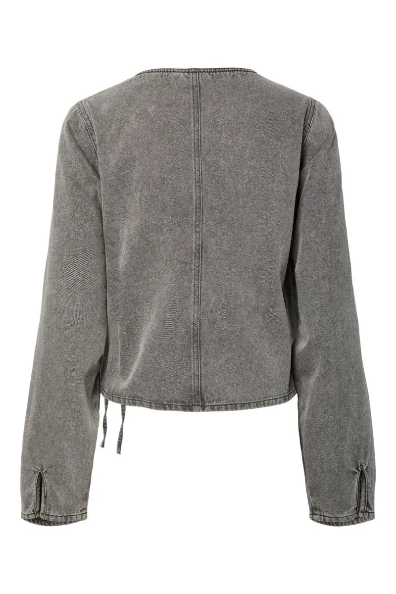 Pieces - Pcfenna Ls Denim Wrap Shirt Fsy - 4986827 Grey Denim