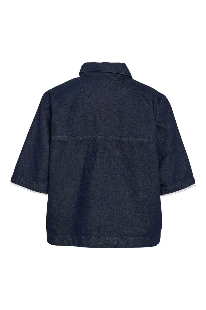 Noisy May - Nmindie 2/4 Denim Lace Shirt Db - 4952006 Dark Blue Denim