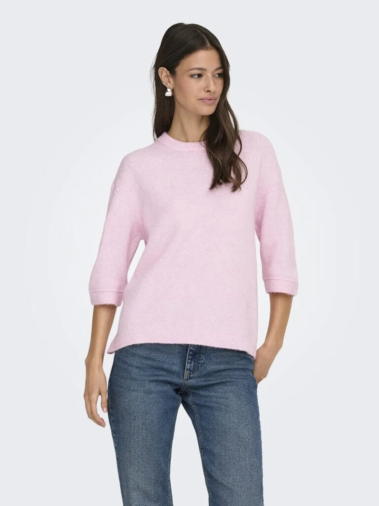 JDY - Jdysonja S/S O-Neck Pullover Knt - 4960457 Pink Lady Melange