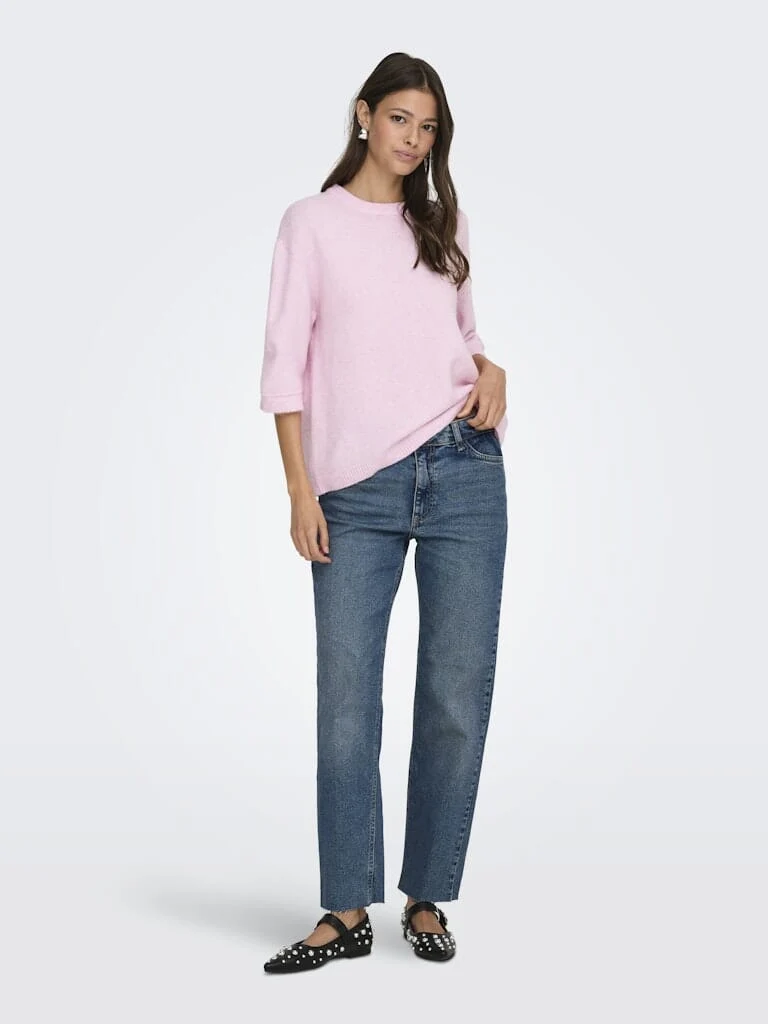 JDY - Jdysonja S/S O-Neck Pullover Knt - 4960457 Pink Lady Melange