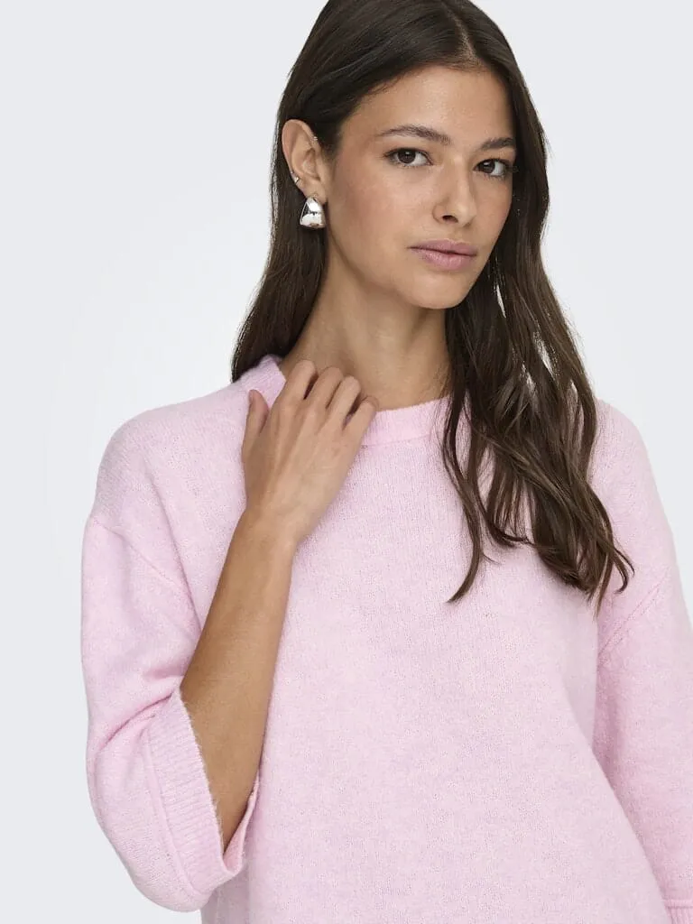 JDY - Jdysonja S/S O-Neck Pullover Knt - 4960457 Pink Lady Melange