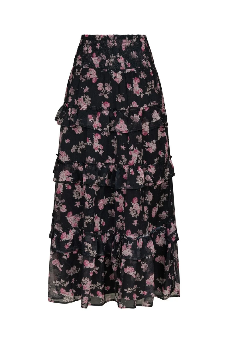 Neo Noir - Toddy Marigold Print Skirt 165526 - 702 - Dark Navy
