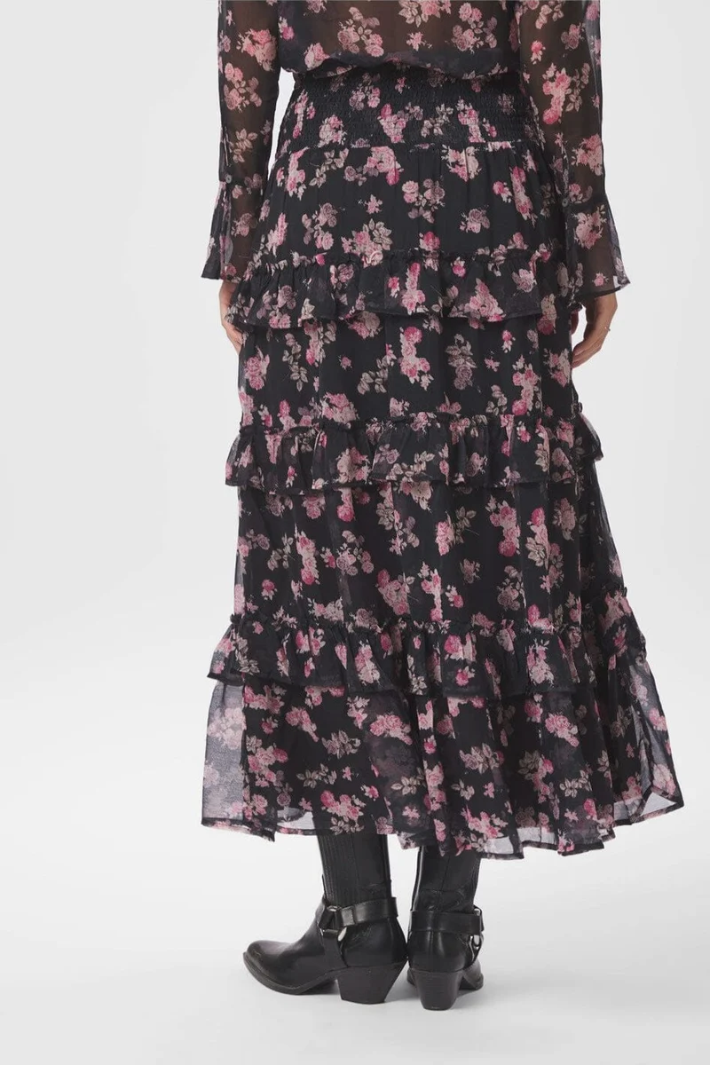 Neo Noir - Toddy Marigold Print Skirt 165526 - 702 - Dark Navy
