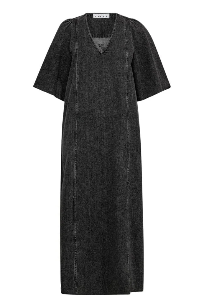 Haute L'Amitié - Denim Hem Dress Black HL10357 - Washed Black