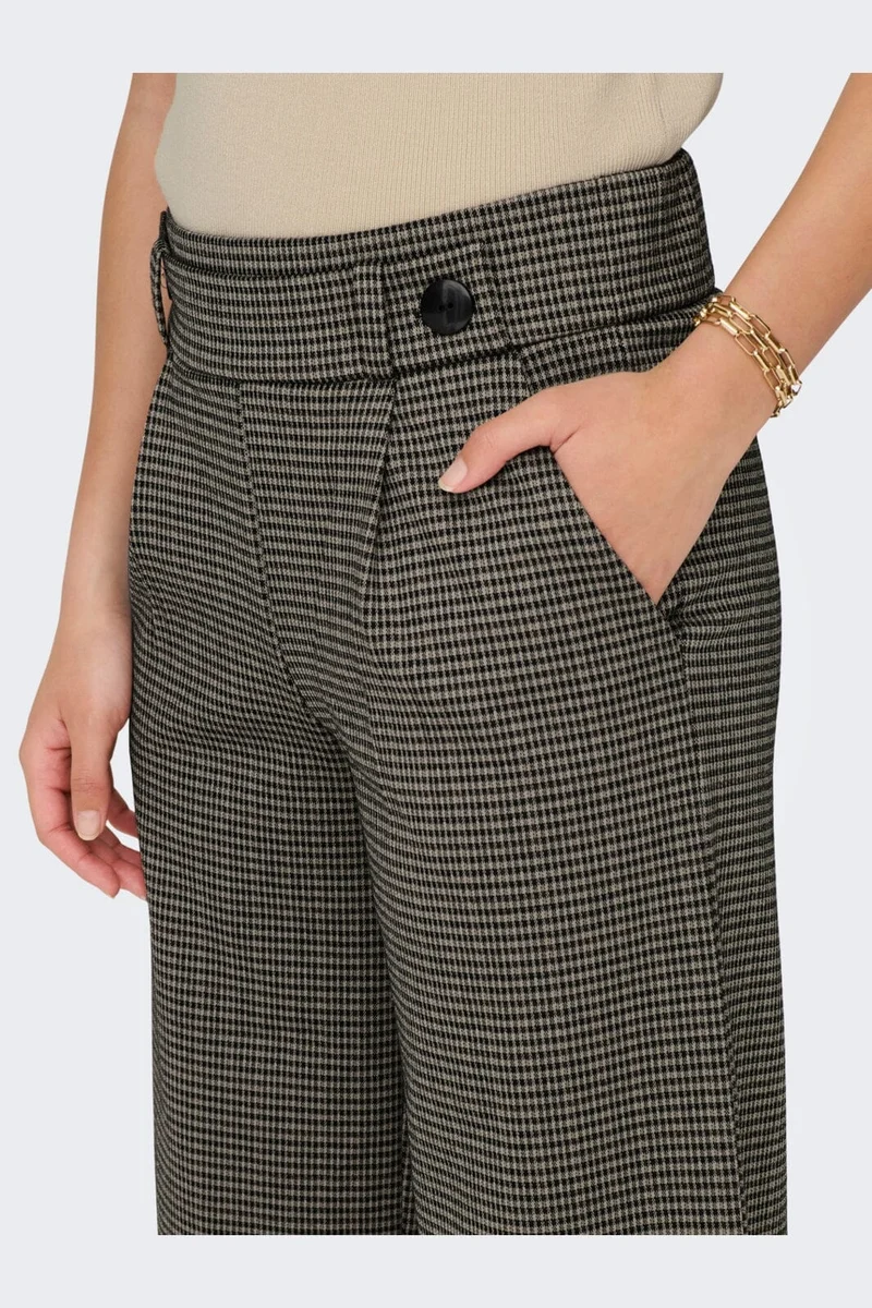 JDY - Jdygeggo Mia Long Check Pant - 3750952 Cobblestone Mini Check