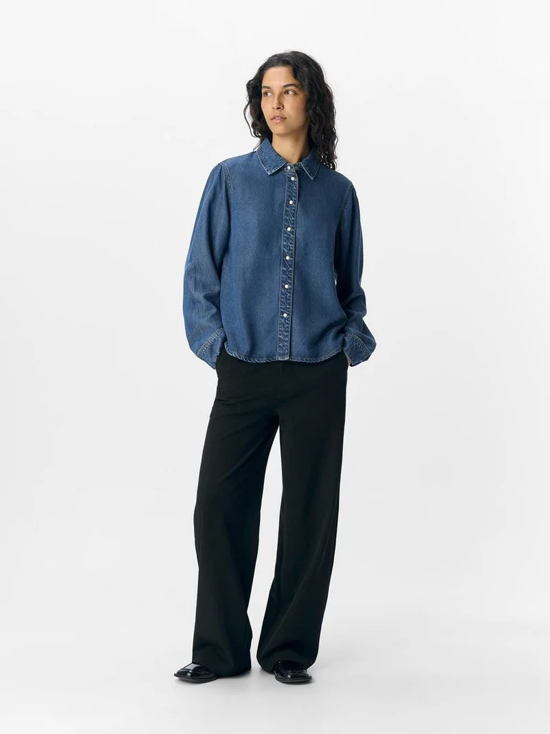 Object - Objframe Lo L/S Shirt - 4789040 Medium Blue Denim