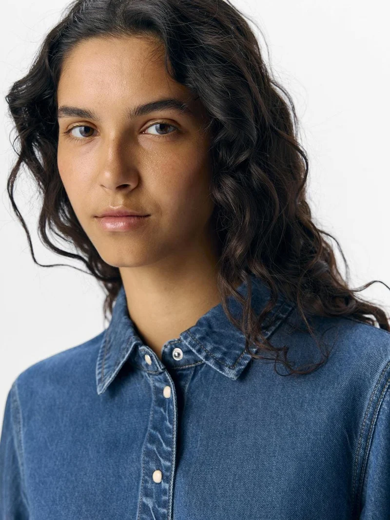 Object - Objframe Lo L/S Shirt - 4789040 Medium Blue Denim