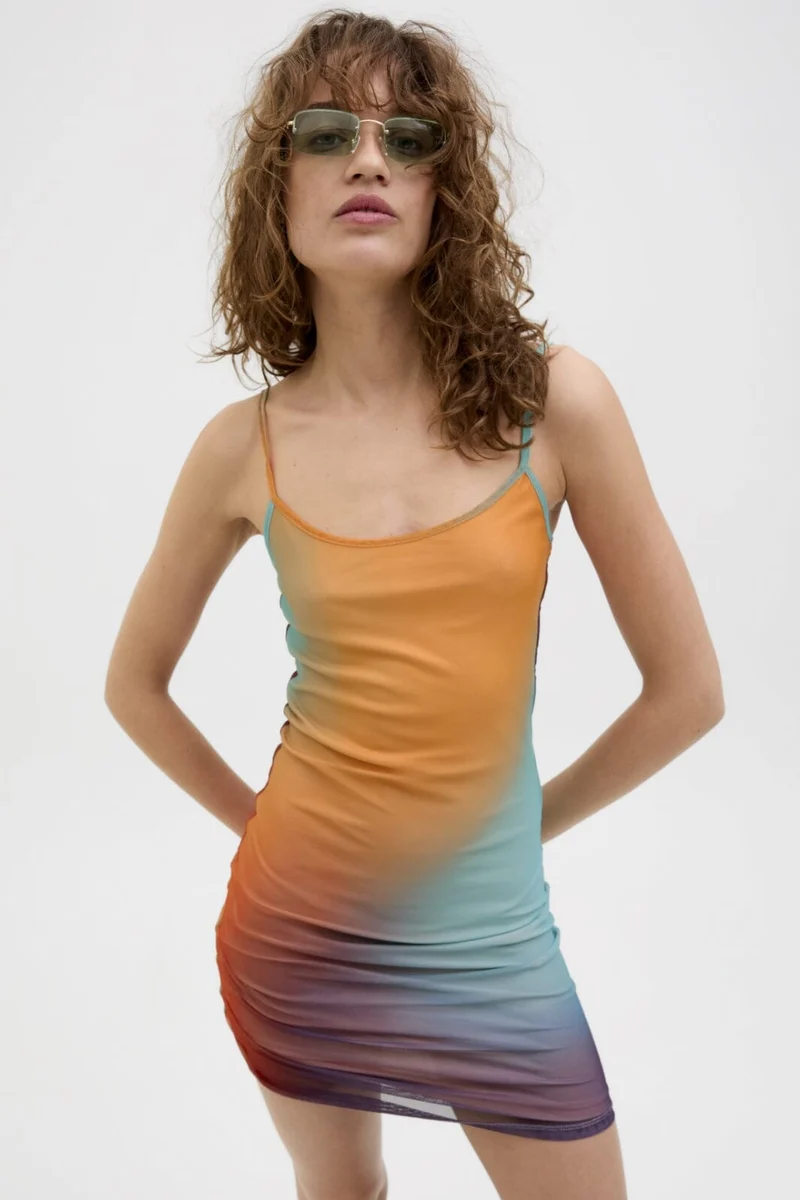 Jjxx - Jxstella Mesh Singlet Mini Dress - 4765365 Morning Glory Colorful Blur