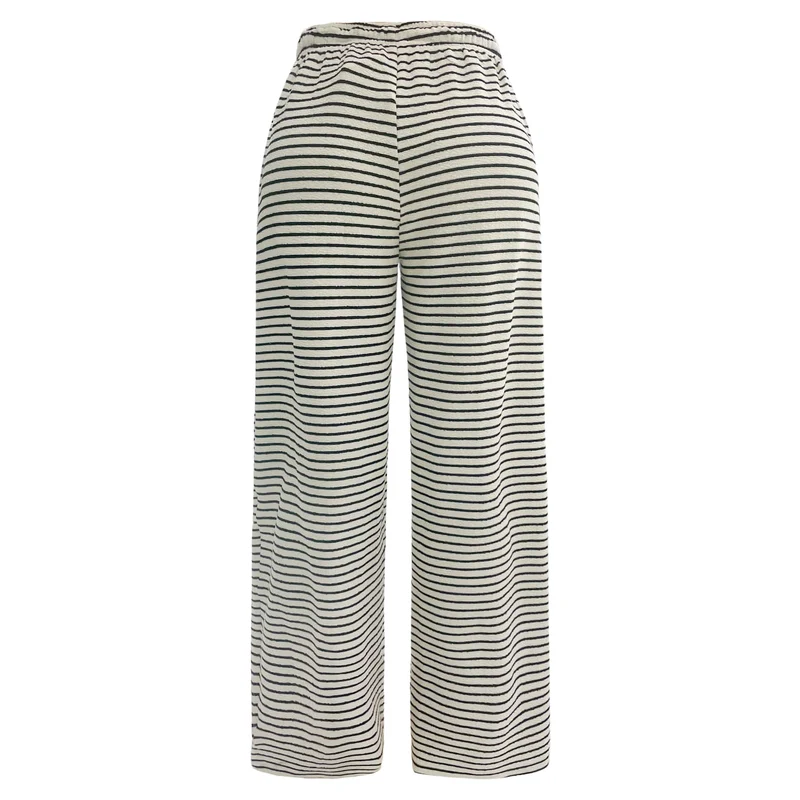 Liberte - Sus-Wide-Pants 22314 - Black Creme Stripe