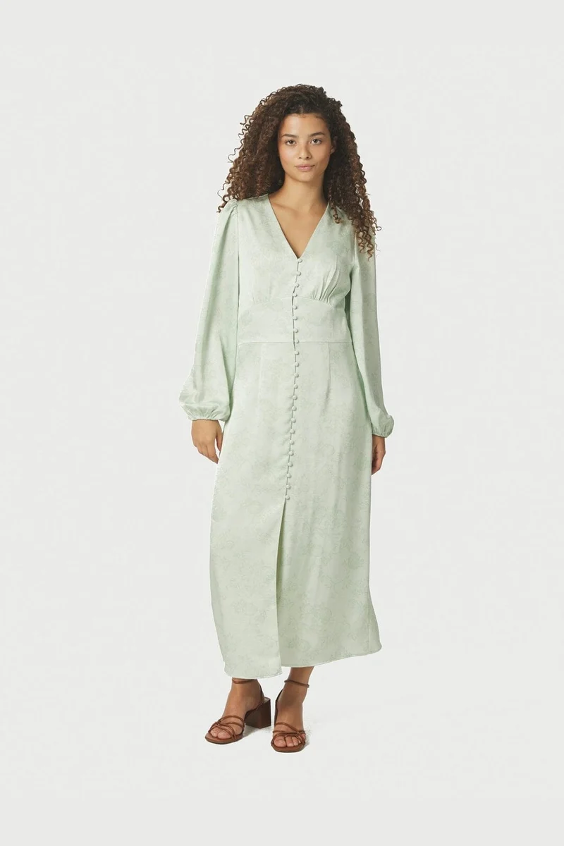 Neo Noir - Alto Pattern Sateen Dress 166828 - 154 - Light Green