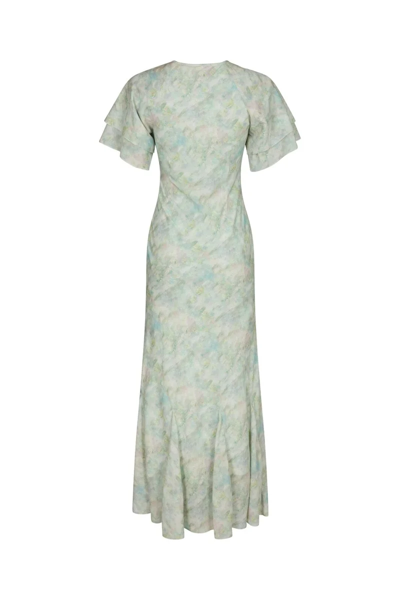 Neo Noir - Celesse Print Chiffon Dress 167704 - 154 - Light Green