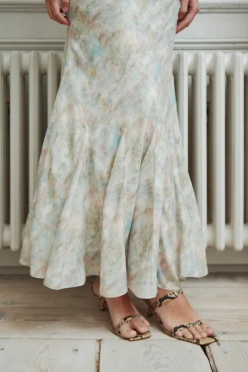 Neo Noir - Celesse Print Chiffon Dress 167704 - 154 - Light Green
