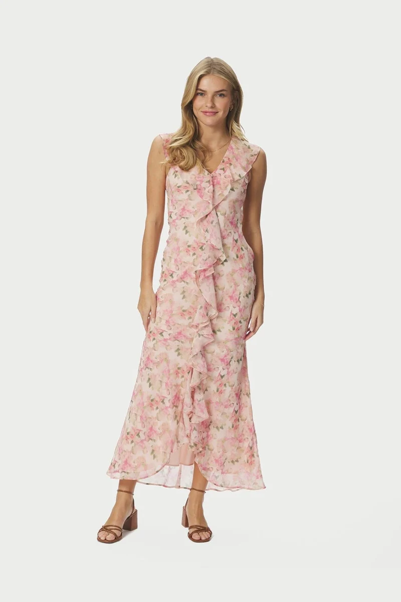 Neo Noir - Zella Chiffon Print Dress 167616 - 397 - Dusty Pink