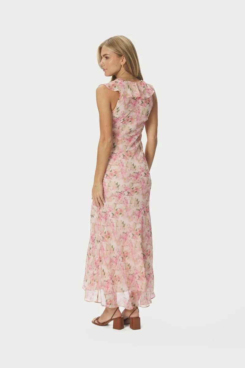 Neo Noir - Zella Chiffon Print Dress 167616 - 397 - Dusty Pink