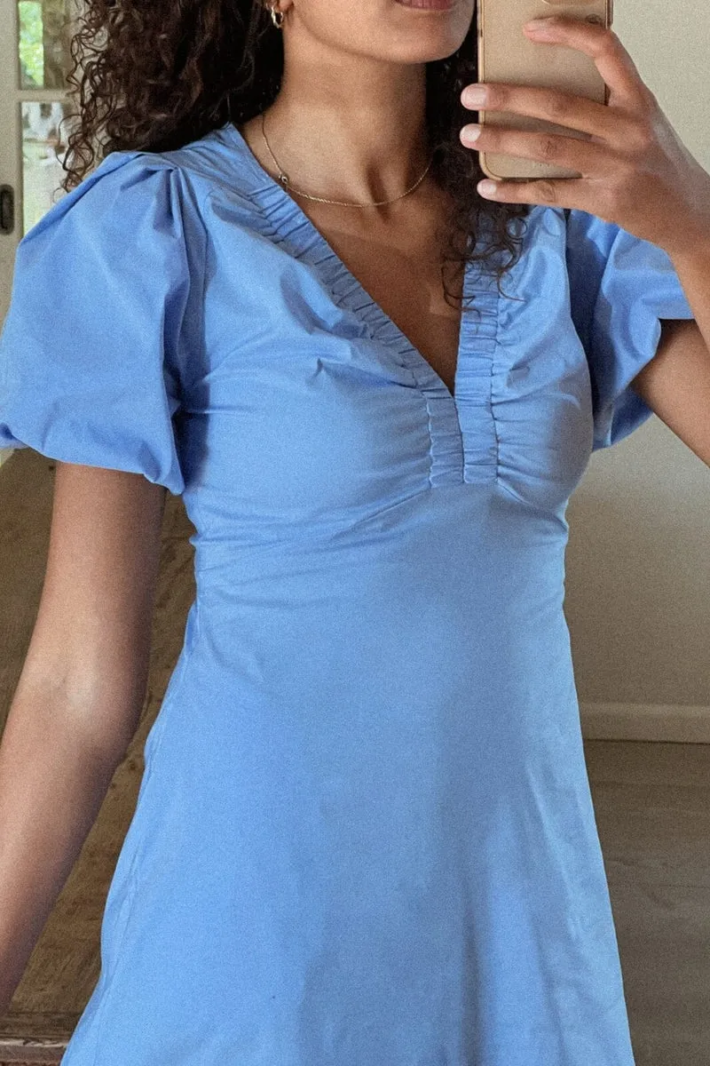 Neo Noir - Illana Poplin Dress - Sky Blue