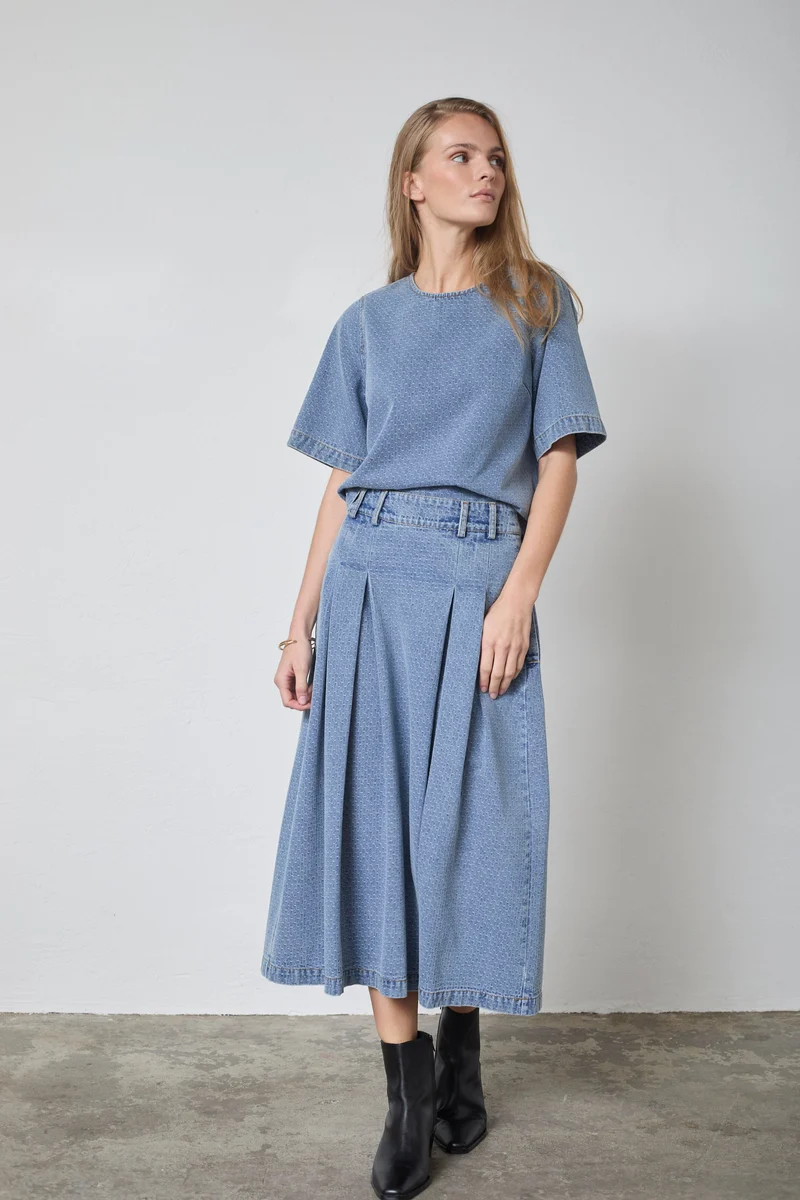 Co´Couture - Lovacc Anya Pleat Skirt 44028 - 552 - Denim Blue