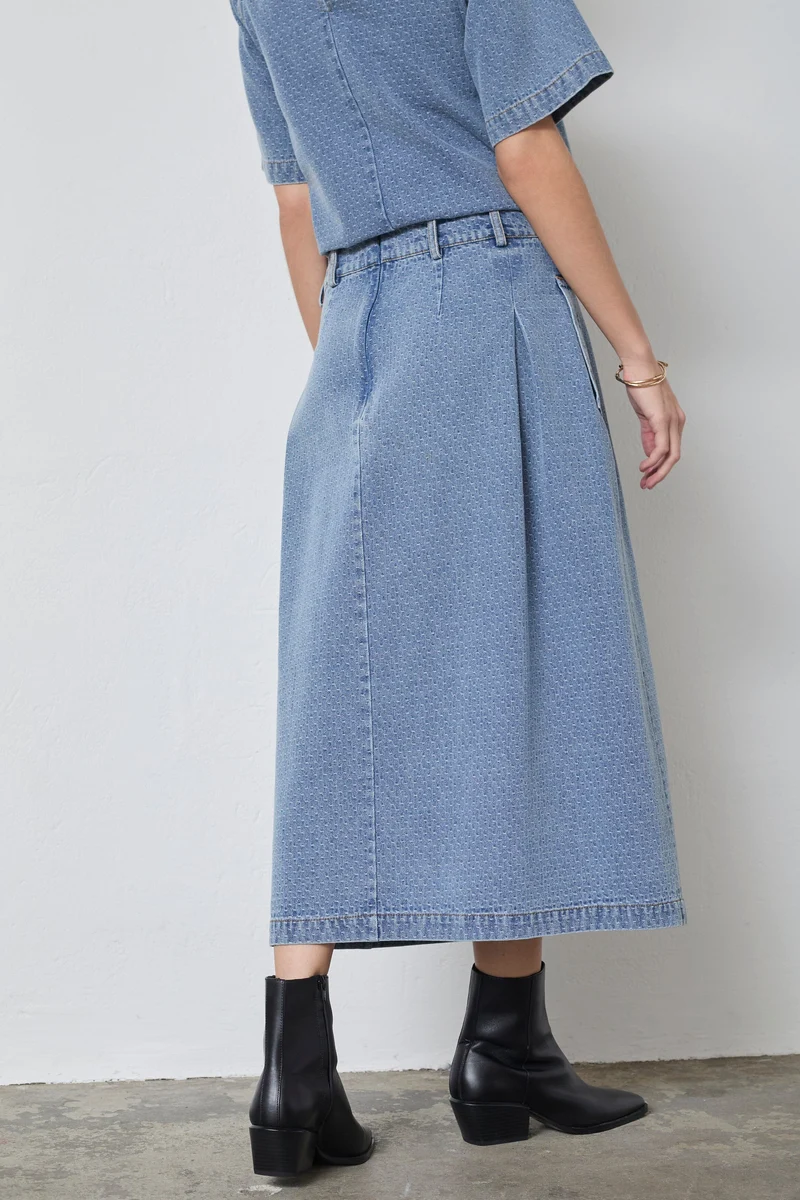 Co´Couture - Lovacc Anya Pleat Skirt 44028 - 552 - Denim Blue