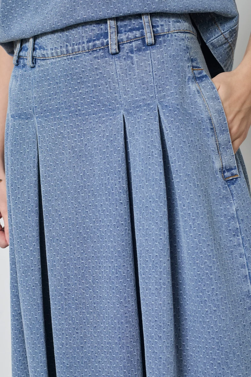Co´Couture - Lovacc Anya Pleat Skirt 44028 - 552 - Denim Blue