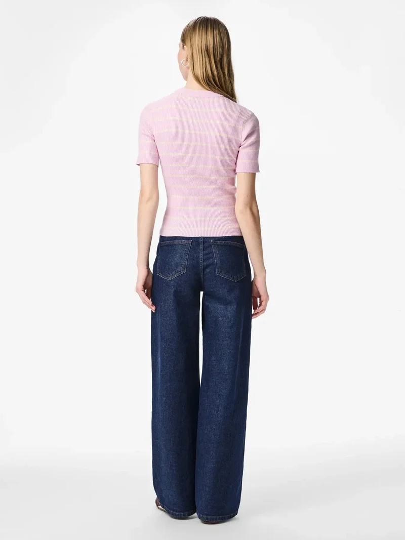Pieces - Pcmira Ss O-Neck Knit - 4899830 Winsome Orchid Birch Narrow