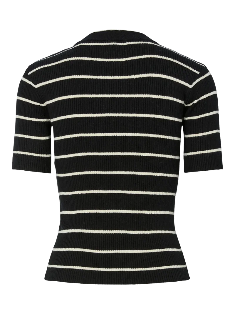 Pieces - Pcmira Ss O-Neck Knit - 4899818 Black Birch Narrow