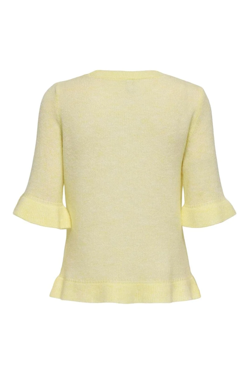 Only - Onlella Ss Frill O-Neck Knt - 4992505 Sunlight Melange