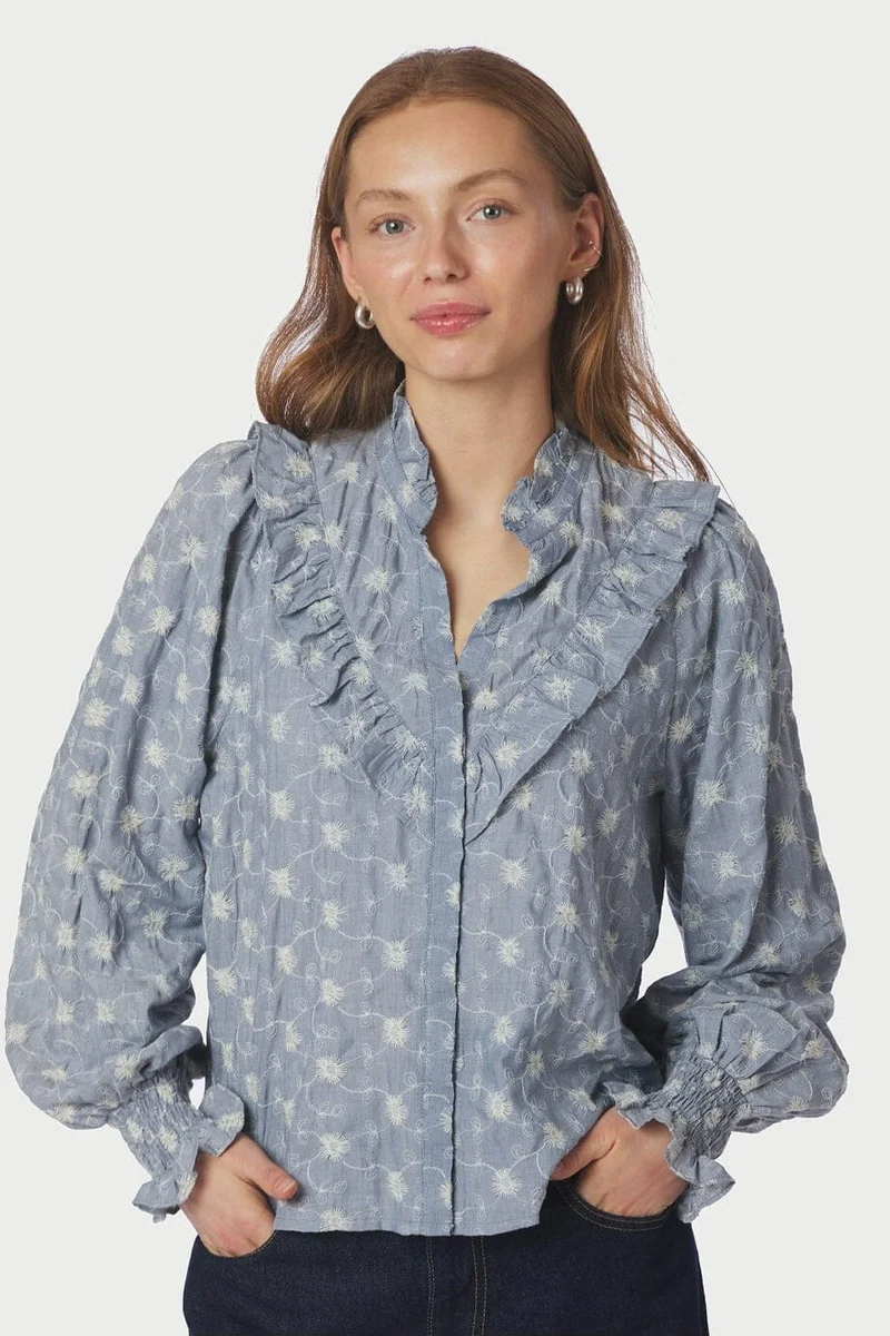 Neo Noir - Degas Delicate Blouse 166785 - 142 - Dusty Blue