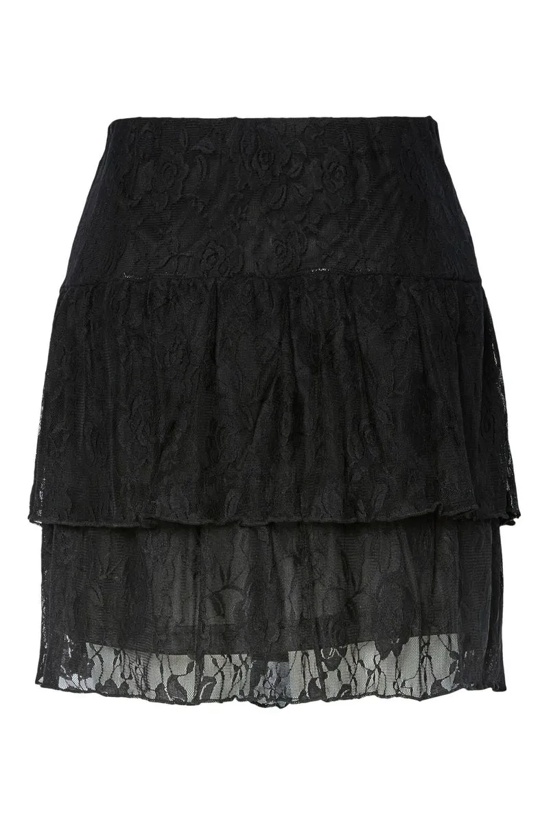 Pieces - Pcalice Lace Short Skirt - 4862806 Black