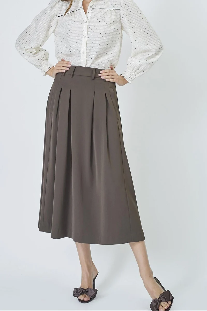 Co´Couture - Anyacc Pleat Skirt 34178 - 83 Mocca