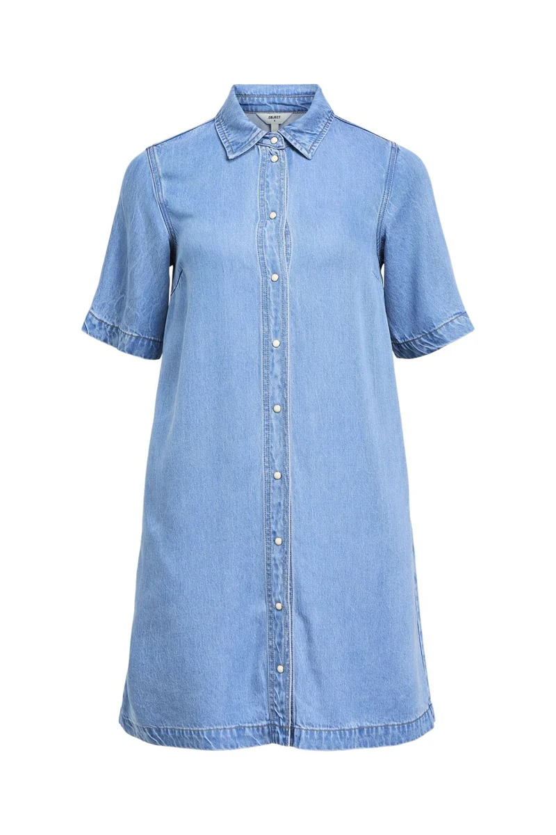 Object - Objframe 2/4 Re Denim Dress - 4656588 Light Blue Denim