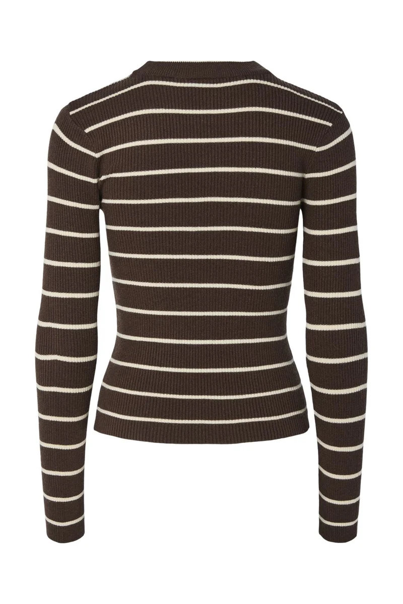 Pieces - Pcmira New Ls O-Neck Knit - 4803164 Hot Fudge Birch Narrow