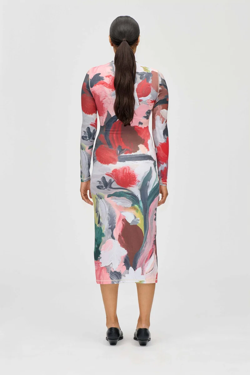 Stine Goya - 2244 Stocking Jersey, Pullover Long Sleeve Midi Dresssg-ps26-d074-2244 - My Garden