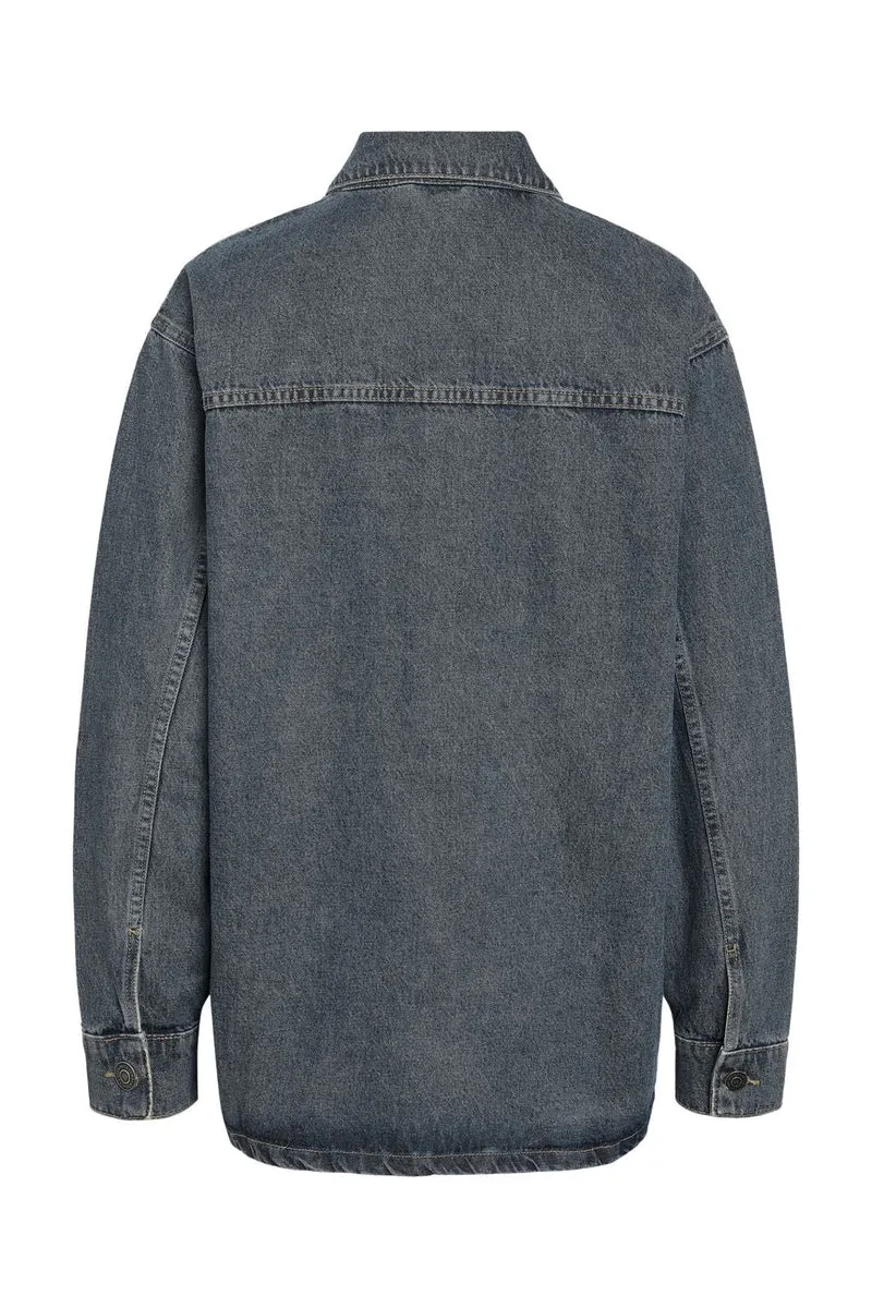 Noisy May - Nmalva L/S Tinted Washed Shirt Az449Mb - 4844470 Dark Blue Denim