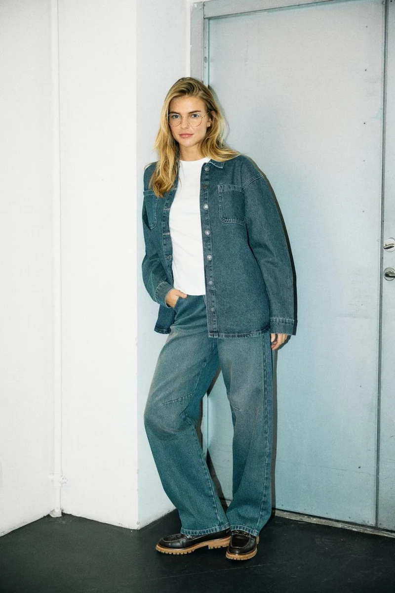 Noisy May - Nmalva L/S Tinted Washed Shirt Az449Mb - 4844470 Dark Blue Denim
