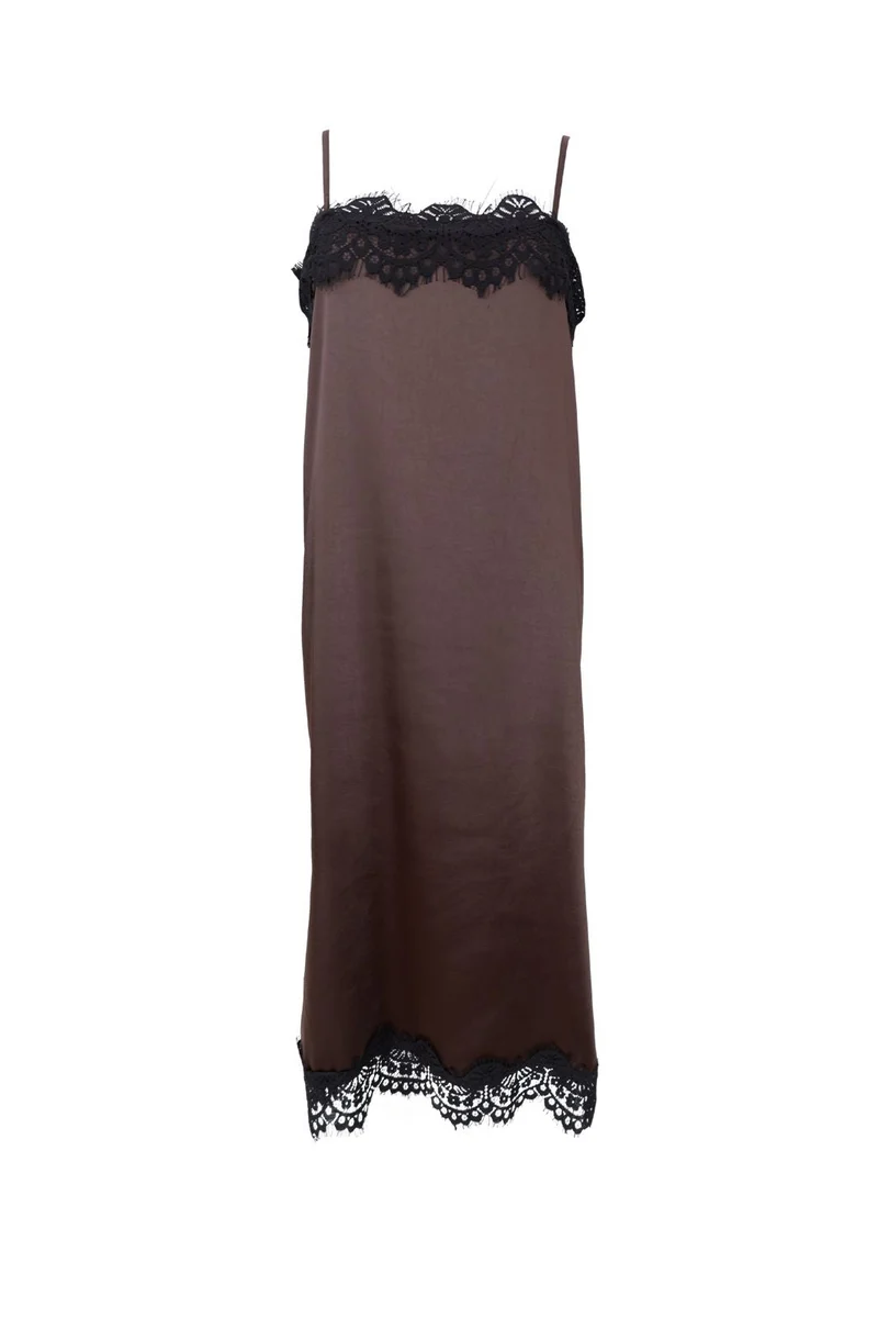 Black Colour - Bcevie Lace Strap Dress 41047 - Coffee