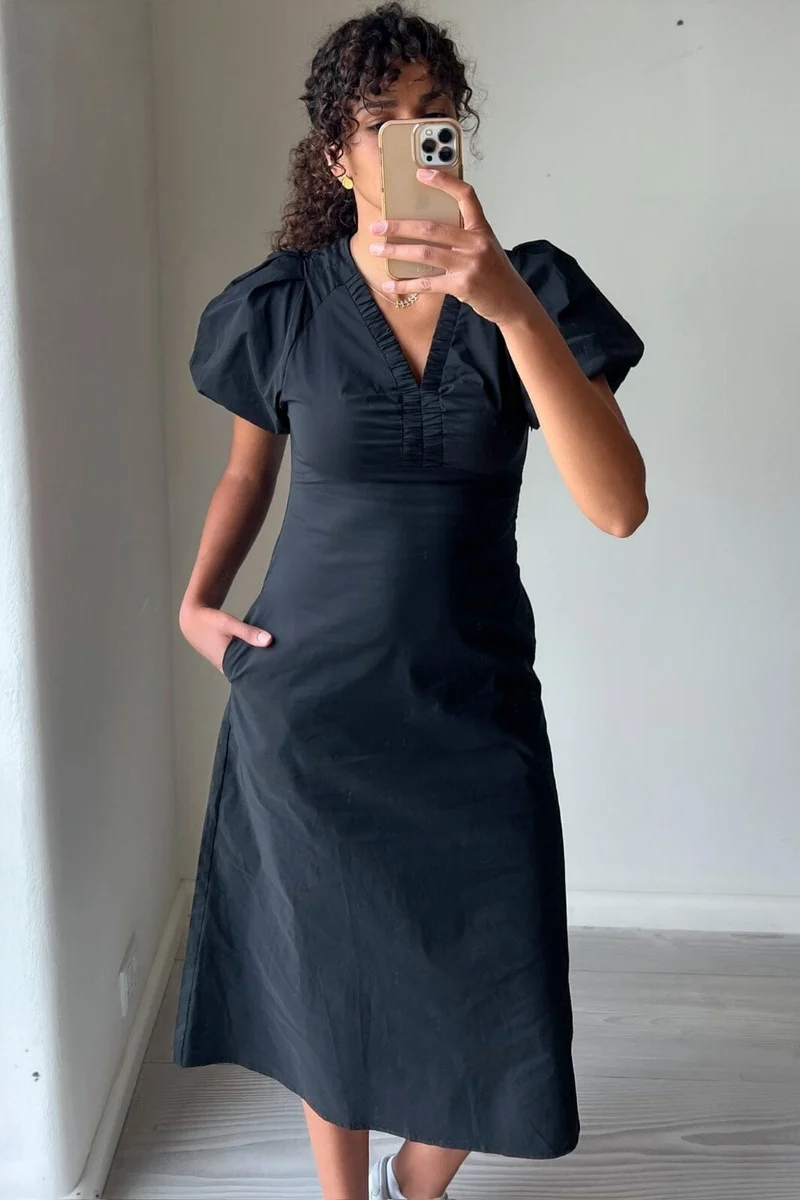 Neo Noir - Illana Poplin Dress - Black