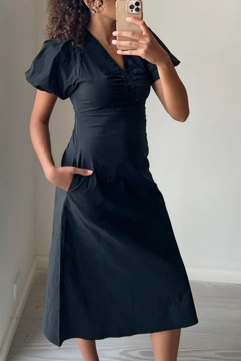 Neo Noir - Illana Poplin Dress - Black