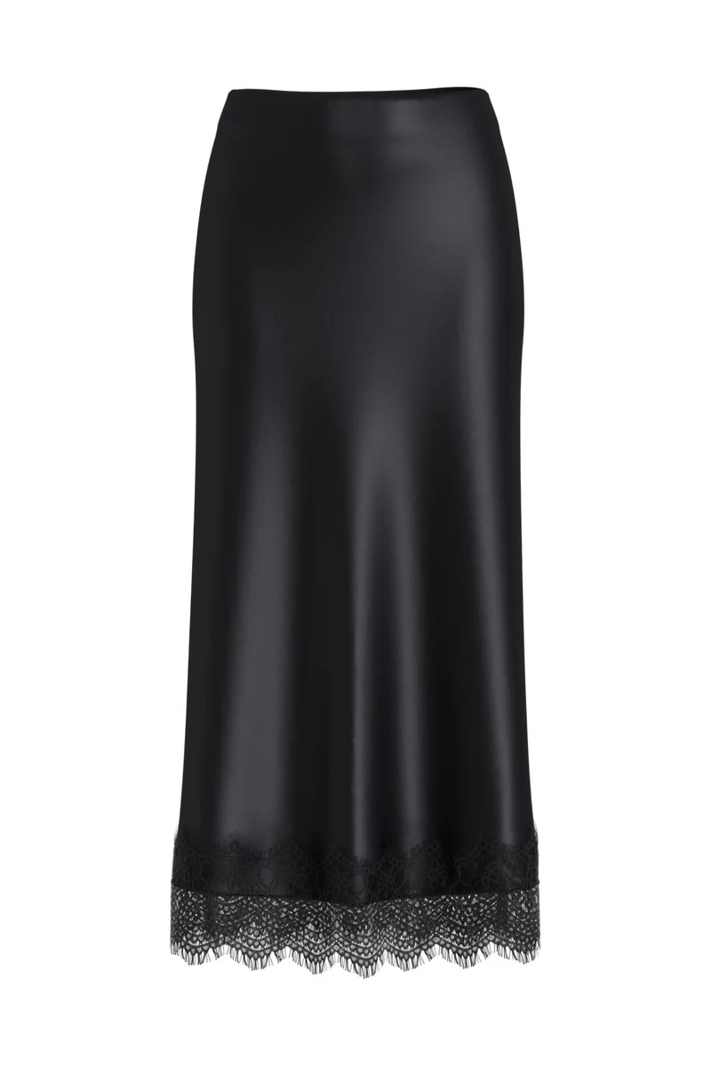 Vila - Viellette Ankle Lace Skirt - 5074773 Black Beauty