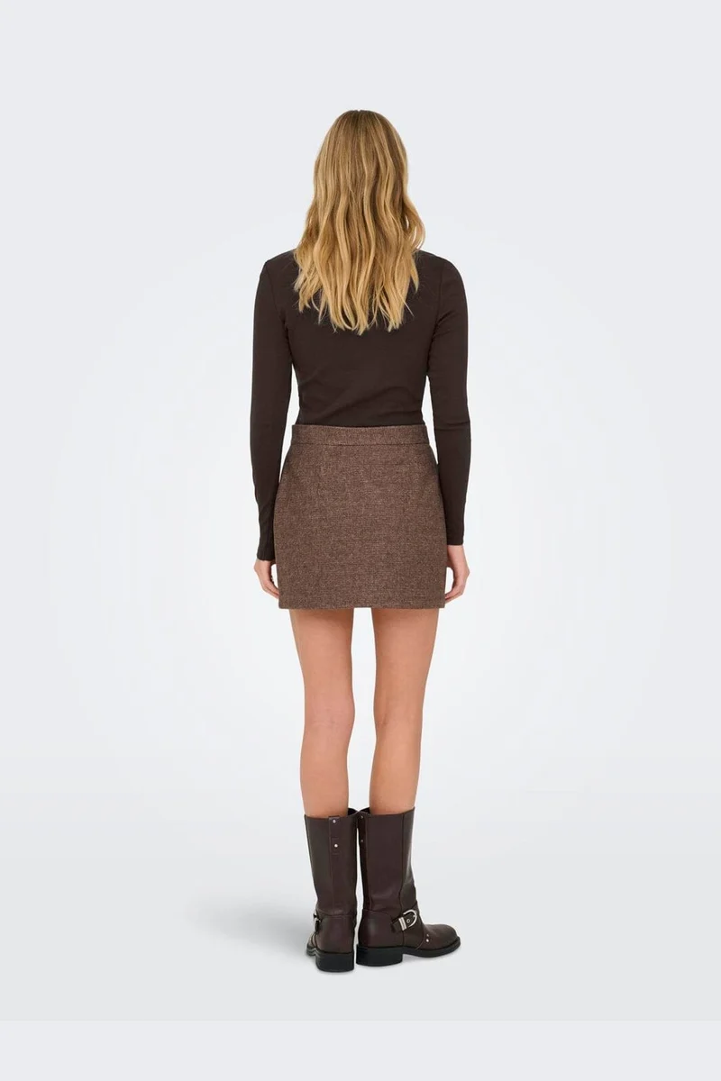 Only - Onlimmy Life Check Skirt - 4950751 Chestnut Minicheck W/Shopping Bag